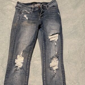 Judy Blue Distressed Straight Leg Jeans - Blue